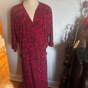 Vibrant Red and Black Floral Dress